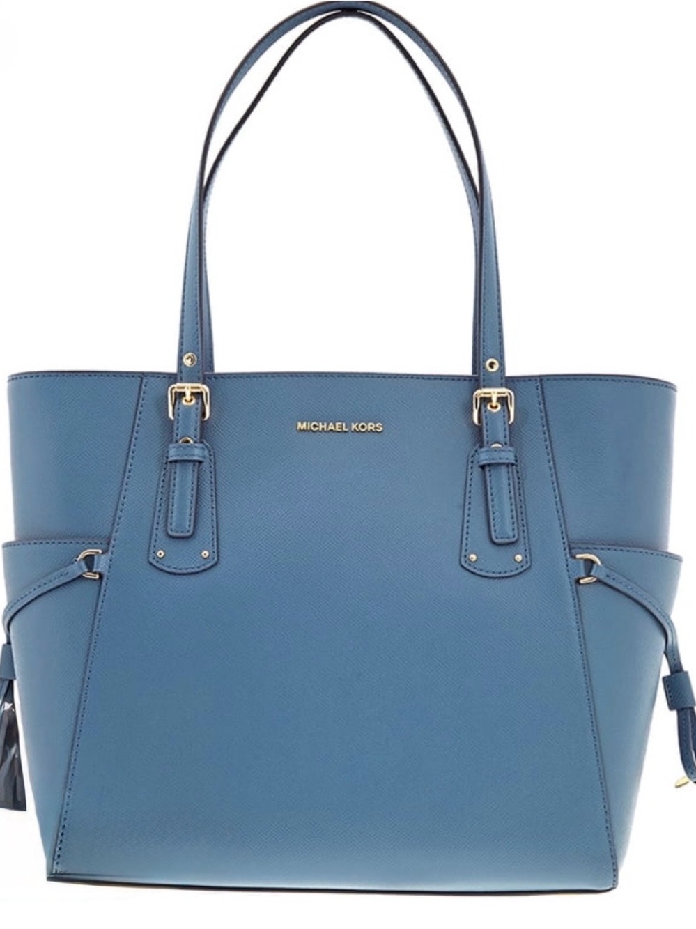 Michael Kors Dusty Blue Saffiano Leather Tote with Gold Hardware - Picture 2 of 11